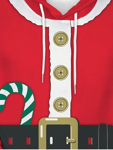 Mens Christmas 3D Print Front Pocket Flocking Lined Hoodie