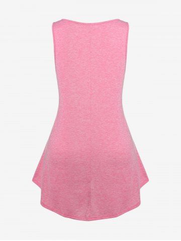 Plus Size Floral Applique O Ring Tank Top