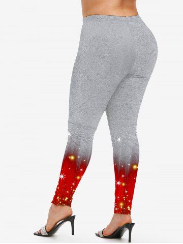 Plus Size Christmas Glitter Print Skinny Leggings