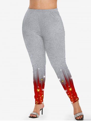 Plus Size Christmas Glitter Print Skinny Leggings