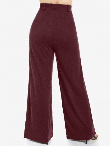 Plus Size Wide Leg Pull On Pants with Pockets