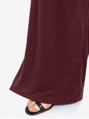 Plus Size Wide Leg Pull On Pants with Pockets