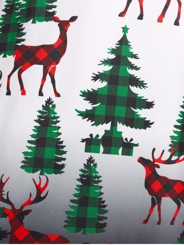 Plus Size Christmas Tree Elk Plaid Print Criss Cross Dress