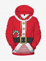 Mens Christmas 3D Print Front Pocket Flocking Lined Hoodie -  