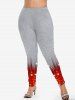 Legging de Noël Moulant Imprimé de Grande Taille à Paillettes - Gris M | US 10
