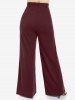 Plus Size Wide Leg Pull On Pants with Pockets -  