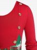 Plus Size Christmas Plaid Tinkle Bell Long Sleeve Tee -  