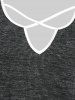 T-shirt Irrégulier Tricoté à Epaule Dénudée de Grande Taille - Noir 5X