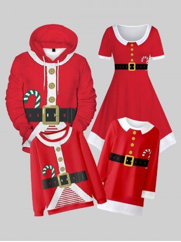 Kids Christmas 3D Print Flocking Lined Sweatshirt - RED - 140