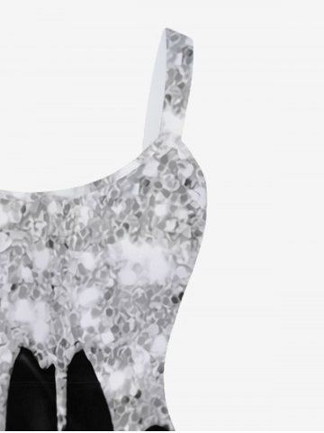 Plus Size 3D Sparkles Paint Drop Blobs Backless A Line Sundress Homecoming Cocktail Dress