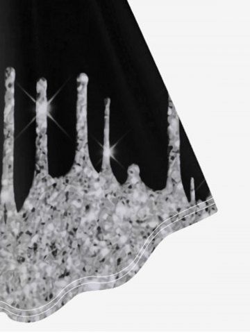 Plus Size 3D Sparkles Paint Drop Blobs Backless A Line Sundress Homecoming Cocktail Dress