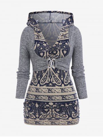 Top Talla Extra con Capucha de Patrón de Espiral con 2 en 1 - DEEP BLUE - 4X | US 26-28