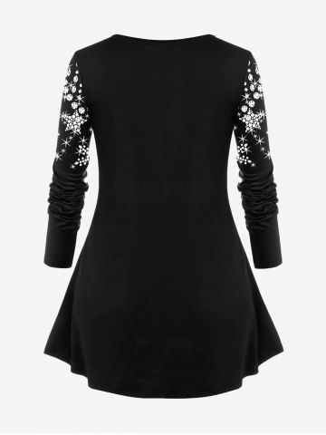 Plus Size 3D Sparkles Star Printed Long Sleeves Tee