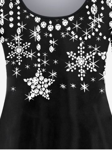 Plus Size 3D Sparkles Star Printed Long Sleeves Tee