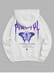 Flame Butterfly Letter Printed Fleece-lined Hoodie -  