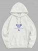 Flame Butterfly Letter Printed Fleece-lined Hoodie -  