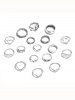 17 Pièces Ensemble de Bagues Vintage Cœur Jointives - Argent 