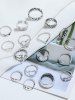 17 Pièces Ensemble de Bagues Vintage Cœur Jointives - Argent 