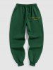 C'EST LA VIE PARIS Letter Printed Drawstring Fleece-lined Sports Jogger Pants -  