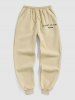 C'EST LA VIE PARIS Letter Printed Drawstring Fleece-lined Sports Jogger Pants -  