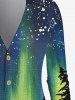 Plus Size Splatter Paint Tree Printed Ombre Long Sleeves Shirt -  