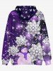 Mens Christmas Snowflake Snowman Print Front Pocket Fleece Lining Hoodie -  