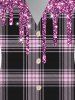 Chemise Boutonnée Brillante à Carreaux Imprimé de Grande Taille - Rose clair L | US 12