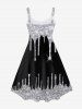 Plus Size 3D Sparkles Paint Drop Blobs Backless A Line Sundress Homecoming Dress -  