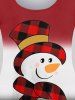 T-shirt de Noël Ombré à Imprimé Bonhomme de Neige de Grande Taille à Manches Longues - Rouge 3X | US 22-24