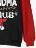 Plus Size Christmas Hat Letters Printed Front Pocket Pullover Hoodie -  
