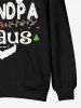 Mens Christmas Hat Letters Printed Front Pocket Flocking Lined Pullover Hoodie -  