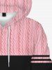Sweat à Capuche à Imprimé 3D Bicolore avec Poche en Avant de Grande Taille - Rose clair 5XL