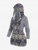 Plus Size Paisley Print Hooded 2 in 1 Top -  