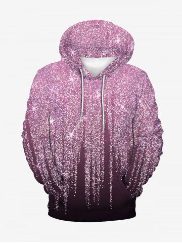 Mens Sparkly Print Front Pocket Fleece Lining Hoodie