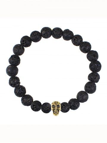 Bracelet en Perles Motif Lave Volcanique et Crâne Style Rétro - BLACK