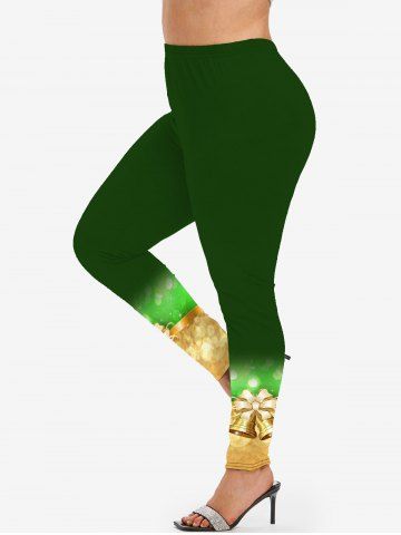 Plus Size Christmas Bell Print Skinny Leggings