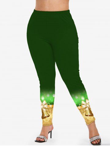Plus Size Christmas Bell Print Skinny Leggings