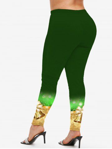 Plus Size Christmas Bell Print Skinny Leggings