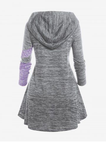 Plus Size Hooded Space Dye Colorblock Tee