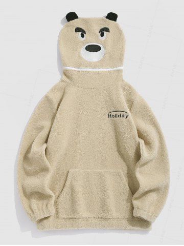 Cartoon Bear Shape Faux Sherpa Fuzzy Hoodie 41 OFF Rosegal