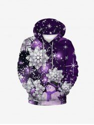 Kids Christmas Snowflake Snowman Print Fleece Lining Hoodie -  