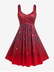 Plus Size Starry Ombre Print Backless Cocktail Dress -  