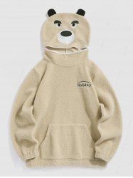 Cartoon Bear Shape Faux Sherpa Fuzzy Hoodie -  