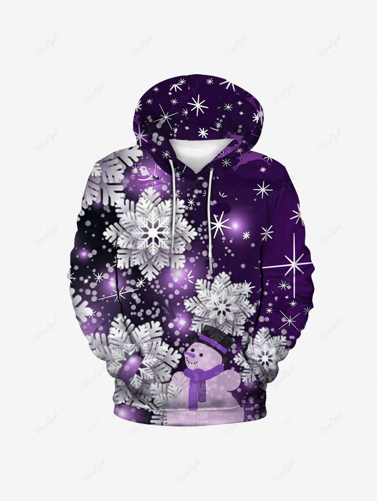 Discount Kids Christmas Snowflake Snowman Print Fleece Lining Hoodie  