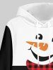 Couples Christmas Snowman Printed Plaid Women Tee and Men Pullover Hoodie Matching Outfit -  