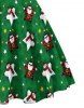 Robe Ceinturée à Imprimé Père Noël Etoile et Bonhomme de Neige de Noël à Manches Longues - Vert profond XL