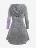 Plus Size Hooded Space Dye Colorblock Tee -  