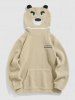 Cartoon Bear Shape Faux Sherpa Fuzzy Hoodie -  