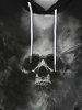 Gothic Skull Grave Print Front Pocket Flocking Lined Hoodie - Noir 4XL