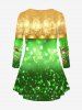 Plus Size Sparkle Bell Gingerbread Print Christmas T-shirt -  